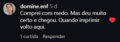 Comentário de domine.enf contando que deu tudo certo